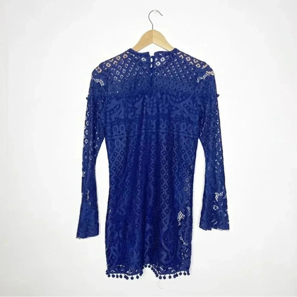 Tularosa x Revolve Matilda Navy Lace Eyelet Pom Pom Dress XS - Picture 9 of 10